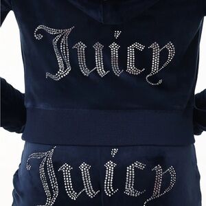 NWT OG Juicy Couture Dark Blue Velour Track Set, Size L
